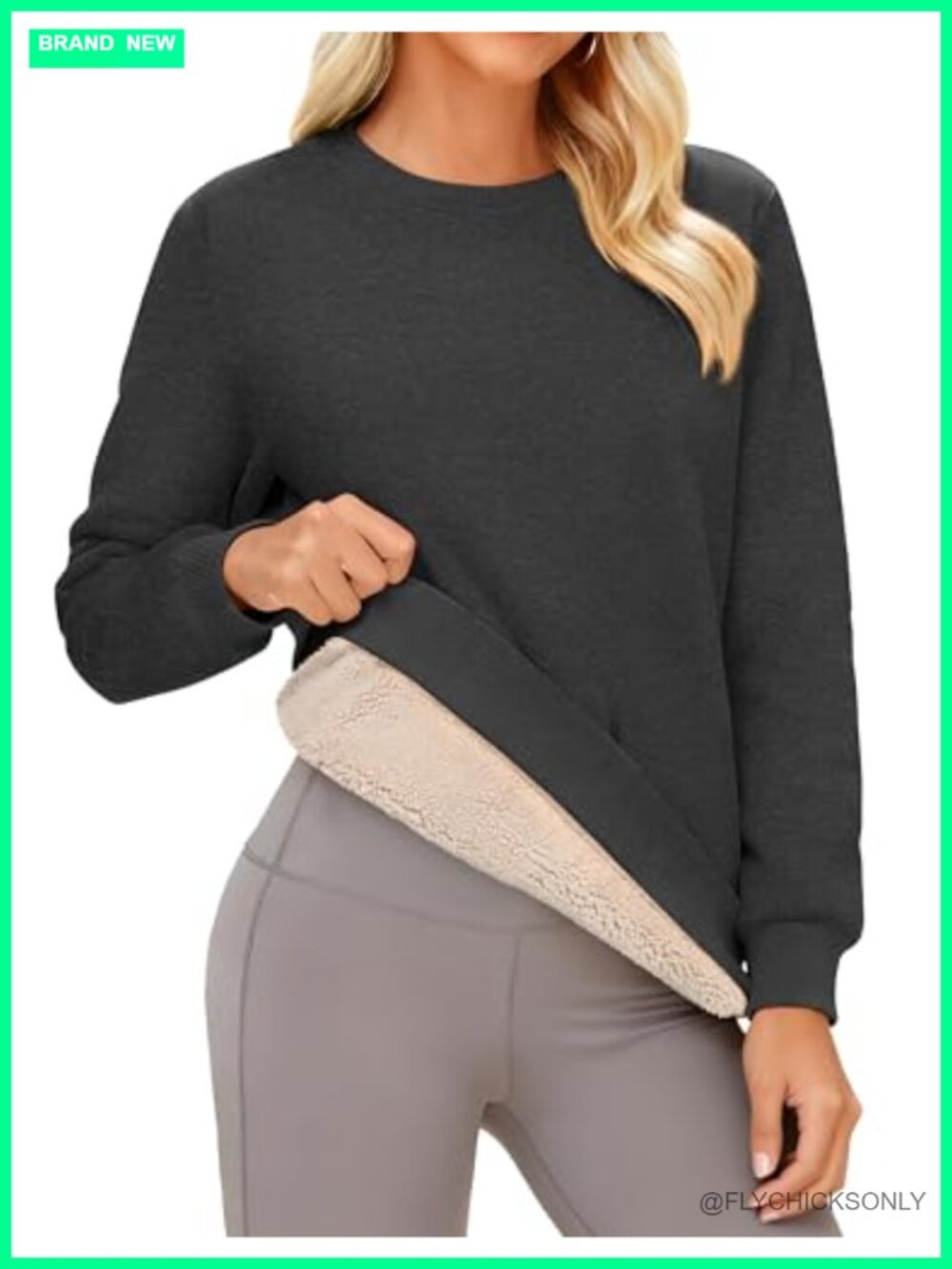 Thermal Sherpa Lined Fleece Crewneck Pullover Sweatshirt